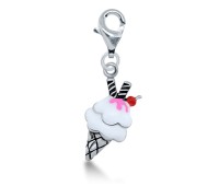 Waffle Ice Cream Cone Shaped Silver Charms CH-25